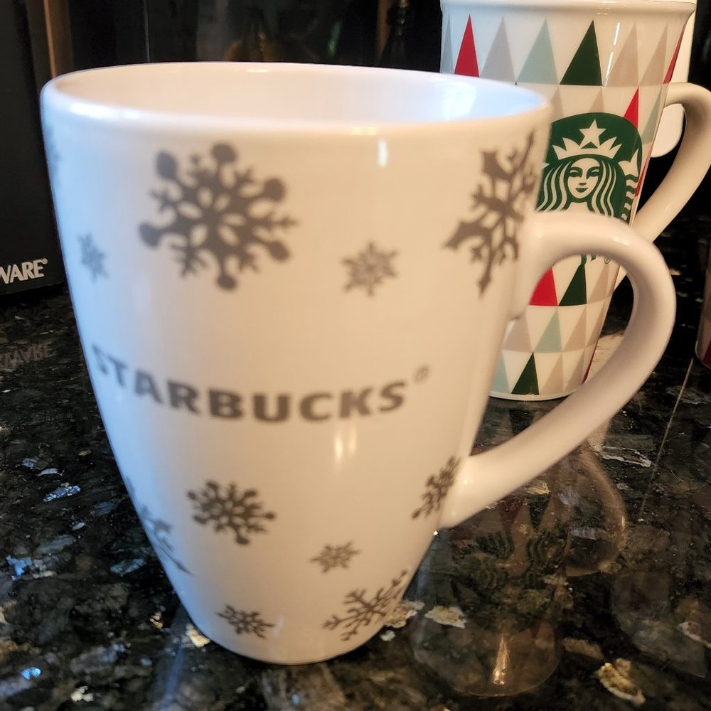 Starbucks - 2010 Silver Snowflake Mug 15.5 oz